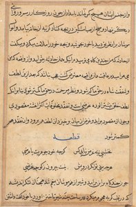 Pagina uit Verhalen van een Papegaai (Tuti-nama): tekstpagina door Unknown artist