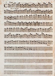 Pagina van de muzikale partituur van "Concerti a cinque, Op. 5" door Tomaso Albinoni
