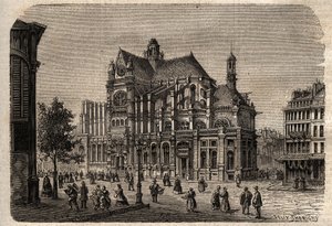 Parijs, Ile-de-France, Frankrijk - Saint-Eustache Kerk (19e eeuw) door Unknown artist