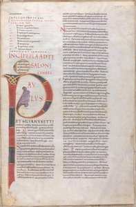 Paulus: initiaal van de eerste brief van Paulus aan de Tessalonicenzen