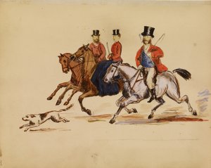 [Fotocollage van jachtscène met Lord en Lady Yarborough].