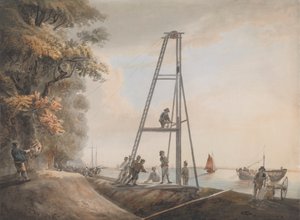 Palen Drijven aan de Oevers van de Theems door Unknown artist