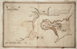 Plan van stad en fort van Gariah, ca. 1755