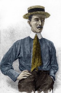 Portret van Alberto Santos-Dumont (1873-1932), Braziliaanse luchtvaartpionier.