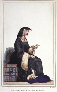 Portret van Anne van Bretagne (1476-1514), koningin van Frankrijk, vrouw van Karel VIII en daarna Lodewijk XII. Gravure uit 1830 door Unknown artist