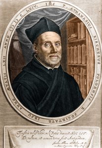 Portret van Athanasius Kircher (1601 - 1680), jezuïet, oriëntalist en Duitse geleerde - Gravure 18e eeuw