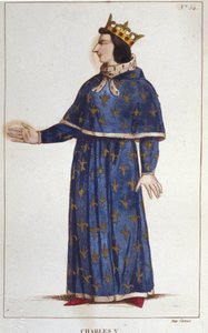 Portret van Karel V de Wijze (1338 - 1380). gravure uit 1830 door Unknown artist