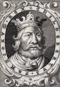 Portret van Childebert I (ca. 495-558) koning van Parijs gravure uit de 18e eeuw door Unknown artist