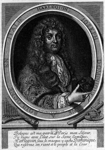 Portret van Dominique Biancolelli (1640-1688) acteur, hij creëerde het personage Harlekijn dat hij speelde. Hij maakte deel uit van het gezelschap dat Mazarin in 1660 naar Parijs bracht naar de Comédie-Italienne.