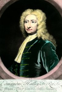 Portret van Edmond Halley, Britse astronoom (gravure 18e eeuw) door Unknown artist