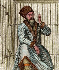 Portret van Emelian Ivanovich Pugachev, Kozakkenleider tijdens de Russische Boerenoorlog van 1773-1775