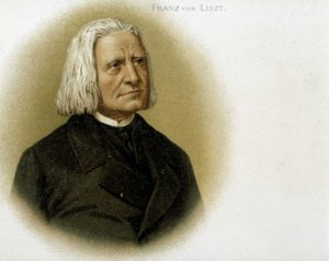 Portret van Franz Liszt. Chromolithografie uit de 19e eeuw
