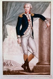 Portret van Gilbert du Motier, Markies de Lafayette (gravure) door Unknown artist