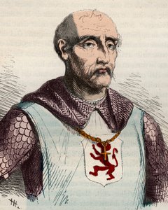 Portret van Gui of Guy de Dampierre (1226-1305) Graaf van Vlaanderen en Graaf van Namen - Gravure uit 1868 in 
