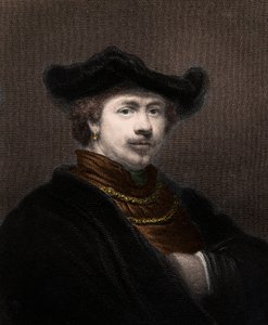Portret van Harmenszoon van Rijn Rembrandt (1606-1669), Nederlandse schilder - gravure - 19e eeuw door Unknown artist