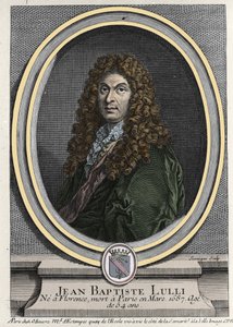 Portret van Jean Baptiste Lully (Giovanni Battista Lulli) (1632-1687), Franse componist van Italiaanse afkomst. Gravure uit de 19e eeuw. door Unknown artist