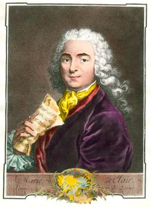 Portret van Jean Marie Leclair (1697-1764) muzikant, componist en balletmeester van de koninklijke kamer. Gravure uit de 18e eeuw. Privécollectie door Unknown artist