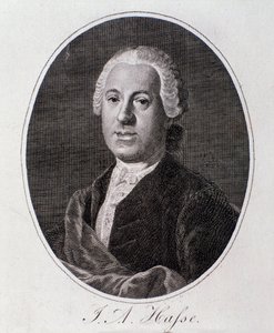 Portret van Johann Adolf Hasse (gravure) door Unknown artist