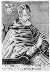 Portret van Leo XI (Alexander van Medici) (1535 - 1605). door Unknown artist