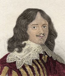 Portret van Lucius Cary (circa 1610-1643), 2e Burggraaf Falkland, politicus, militair en Engels schrijver. Gravure uit de 19e eeuw door Unknown artist
