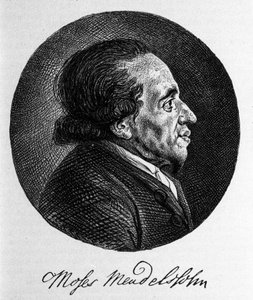 Portret van Moses Mendelssohn (1729 - 1786), filosoof en ware grondlegger van het moderne jodendom. Grootvader van de muzikant Felix Mendelssohn. door Unknown artist