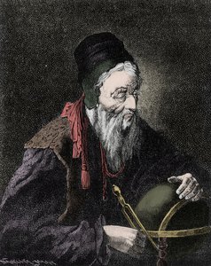 Portret van Nostradamus, Michel de Notre Dame (1503-1566) Franse astroloog en arts - Gravure uit de 19e eeuw