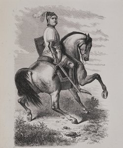 Portret van Olivier V de Clisson (1336-1407) (De Slager) te paard, gebaseerd op een schilderij van het Musée de Versailles door Unknown artist
