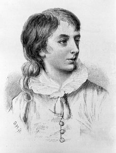 Portret van Percy Bysshe Shelley (1782 - 1822) romantische Engelse dichter op twaalfjarige leeftijd. Gerealiseerd door de hertog van Montpensier (1794)
