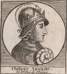 Portret van Filips II genaamd Filips Augustus (1165-1223) (gravure uit 