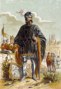 Portret van Philip van Artevelde (1340-1382), Vlaamse politicus en leider van de opstand van de wevers van Gent tegen Graaf Lodewijk II van Vlaanderen, bekend als Lodewijk de Male of Maele (1381). Hij werd verslagen en gedood in de Slag bij Rozebeke (1382) door Unknown artist