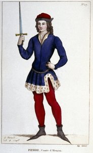 Portret van Pierre, Graaf van Alençon (1251 - 1284), Gravure uit 1830.