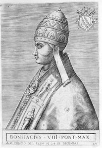 Portret van Paus Bonifatius VIII (Benedetto Caetani, ook wel Bonifacio VIII genoemd) door Unknown artist