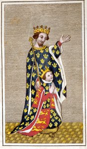 Portret van Richard III (1452 - 1485) als kind en zijn vader Richard van York. Gravure uit het einde van de 18e eeuw. Biblioteca di Brera, Milaan. door Unknown artist