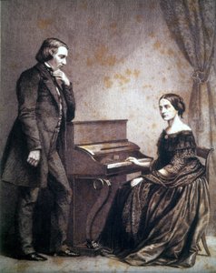 Portret van Robert Schumann (1810 - 1856), Duitse componist, en Clara Schumann (1819 - 1896), Duitse pianiste. door Unknown artist
