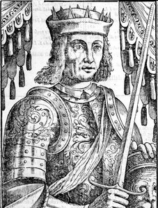 Portret van Roger II van Hauteville, stichter van de monarchie van Sicilië. Houtsnede uit de 16e eeuw.