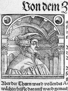 Portret van Ulrich Zwingli (1484 - 1531), Zwitserse religieuze hervormer. door Unknown artist