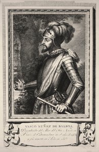 Portret van Vasco Nunez de Balboa (gravure)