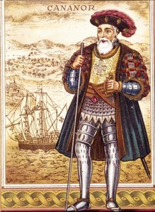 Portret van Vasco de Gama (chromolithografie)
