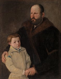 Portret van een heer en zoon