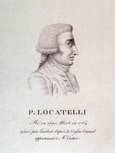Portret van Italiaanse violist en componist Pietro Locatelli (1695-1762) Gravure. 18e eeuw.