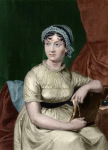 Portret van de Engelse schrijfster Jane Austen (1775-1817). Gravure uit het boek 