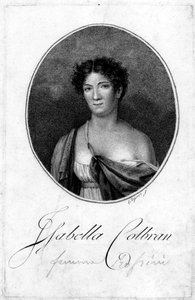 Portret van de Spaanse zangeres Isabelle Colbran. Gravure uit de 19e eeuw