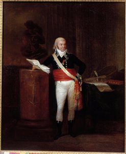 Portret van de burger Emmery, burgemeester van Duinkerken onderscheiden door Napoleon Bonaparte ondersteunt de buste van Jean Bart Anoniem schilderij. 18e eeuw. Parijs, Museum van het Legioen van Eer door Unknown artist