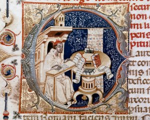 Portret van de kopiist monnik Ugo de Florence (miniatuur, circa 1320) door Unknown artist