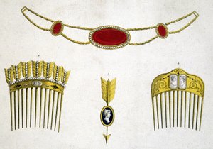 Kostbare kammen en spelden, circa 1810
