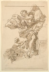 Putti en Gevleugelde Figuur door Unknown artist
