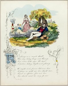 Liggend op een rozenheuvel (valentijn) door Unknown artist