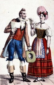 Voorstelling van Dulcamare en Alina (respectievelijk uitgevoerd door Frezzolini en Heinefetter) in de opera 