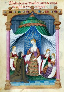 Voorstelling van koningin Isabella van Portugal omringd door haar metgezellen door Unknown artist