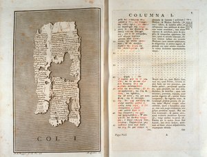 Reproductie van de papyrus van Herculanum van Philodema van Gadara (1793) door Unknown artist